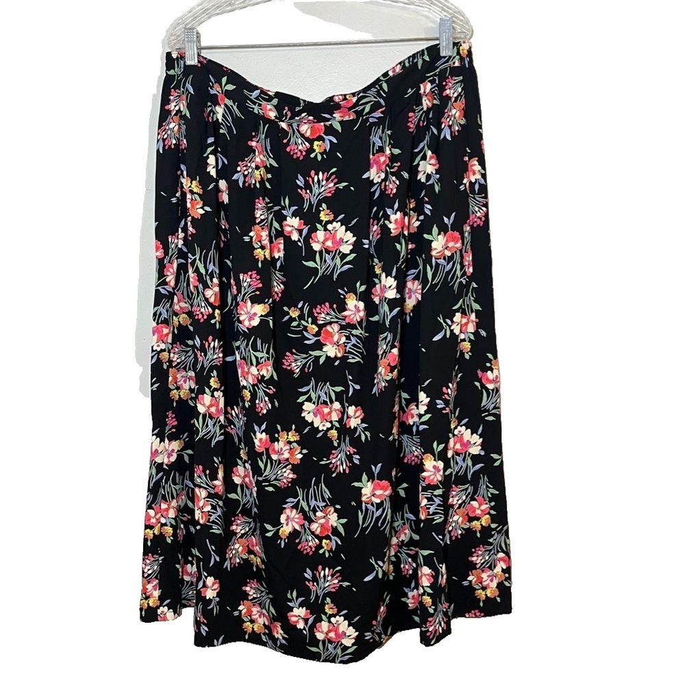 Retro Floral Pleated Colorful 1X Skirt Cottage Boho Indie Festival Country Farm
